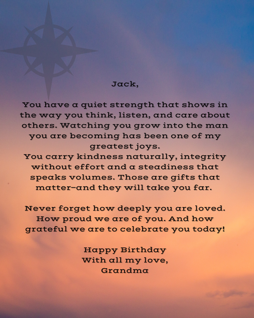 Jack III birthday card inside